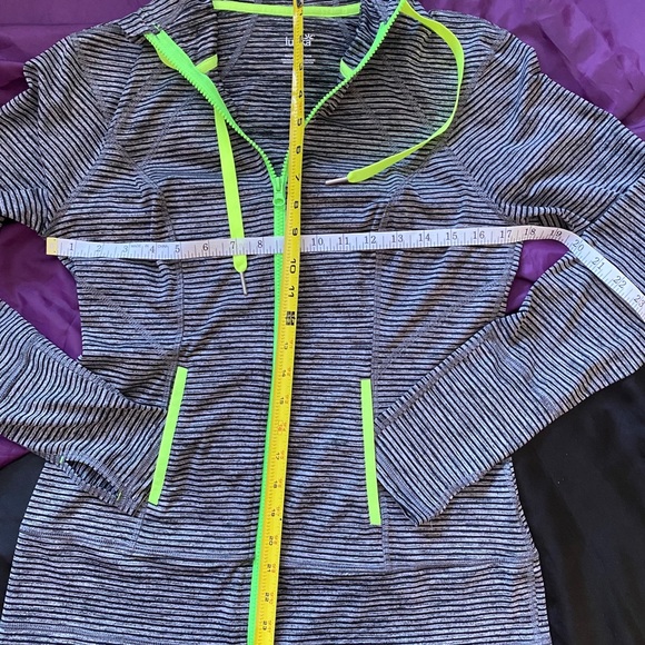 Black & grey striped zip up sweatshirt - Picture 3 of 6